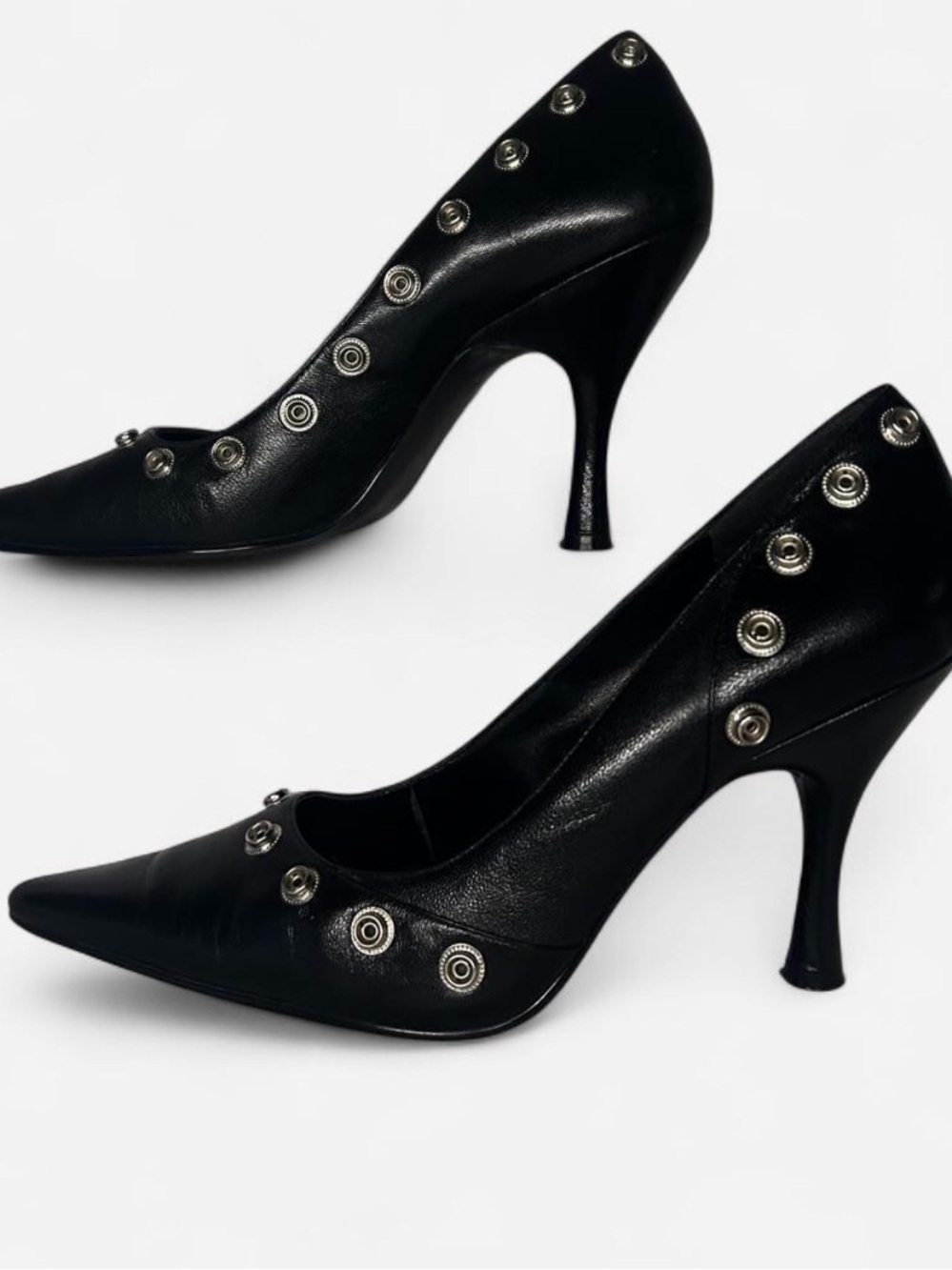 💎Vintage 90s Esprit Snap Stud Pointed Pumps Heels